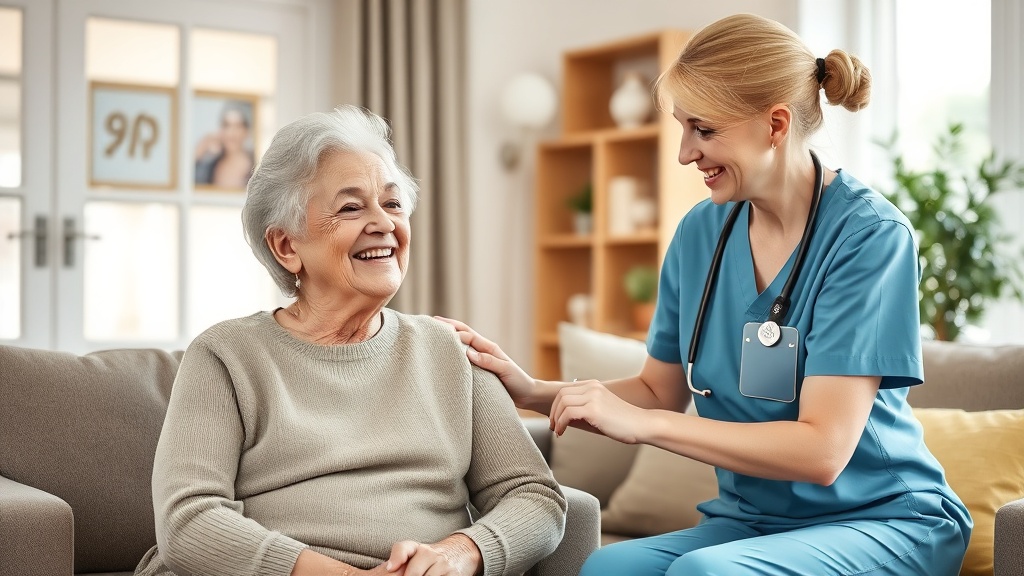 Caregiver assisting an elderly resident